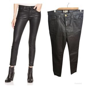 Current/Elliott Coated gray brown ankle skinny jeans 30 mid to low rise
